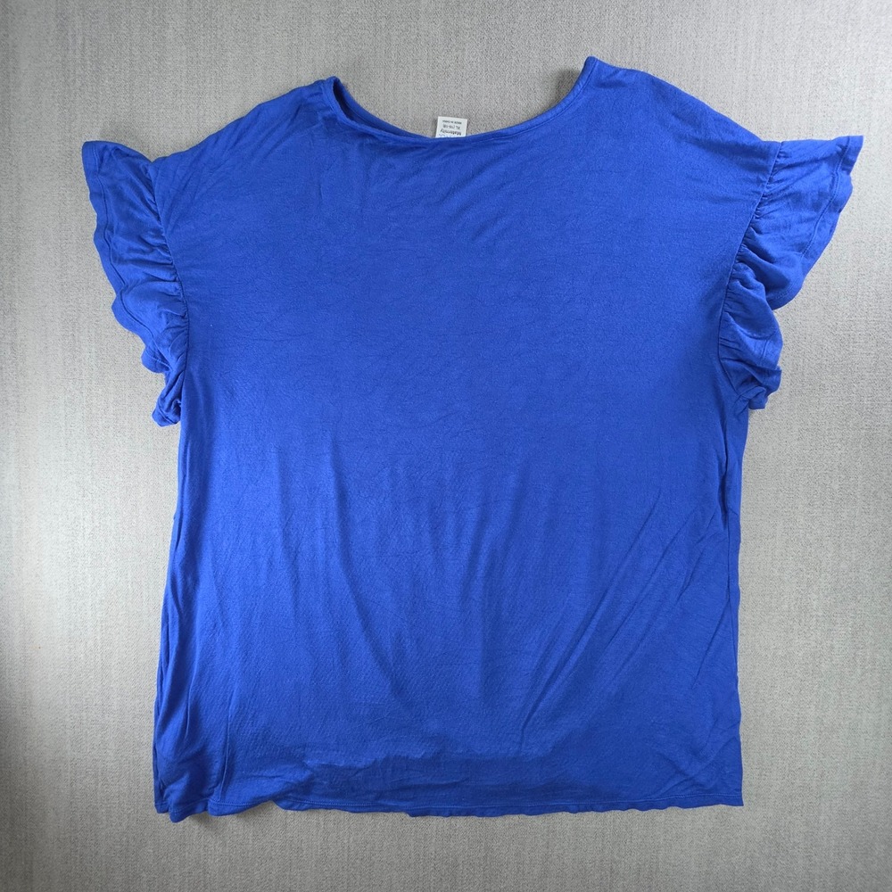 Time and Tru Maternity Top Women XL Blue Ruffle Sleeve Elastic Hem T-Shirt - Picture 2 of 16